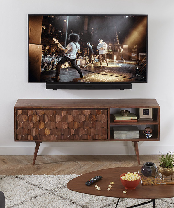living room with soundbar